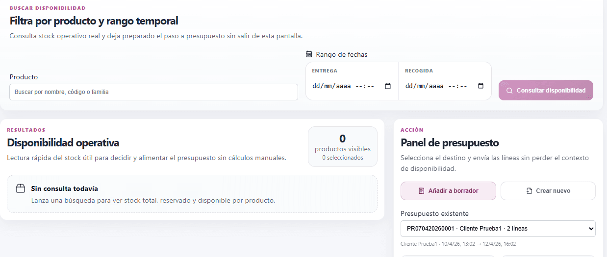 Consulta de disponibilidad antes de operar
